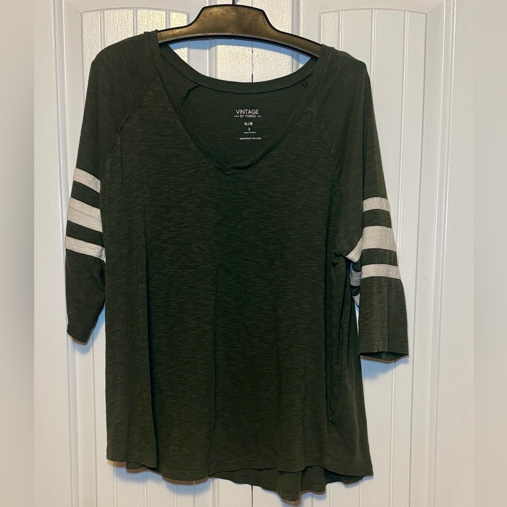 Torrid Super Soft Slub V-Neck Varsity Tee